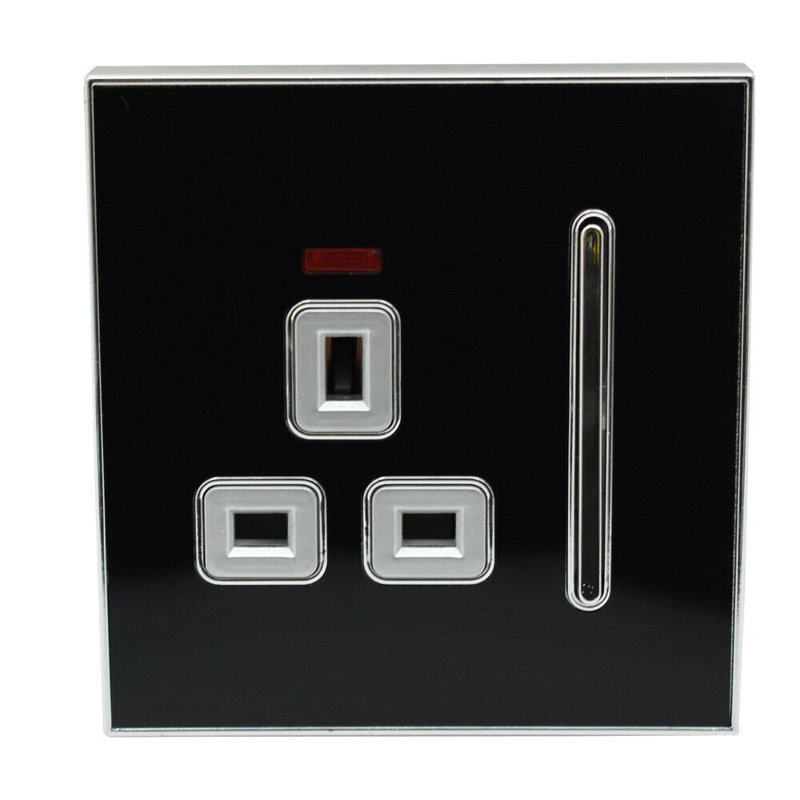 Siilata Wall Mounted Socket, Glossy Black