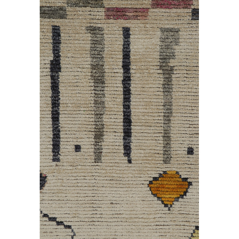 Moroccan Hand Knotted Geometric Area Rug, Rectangle 8' x 10'