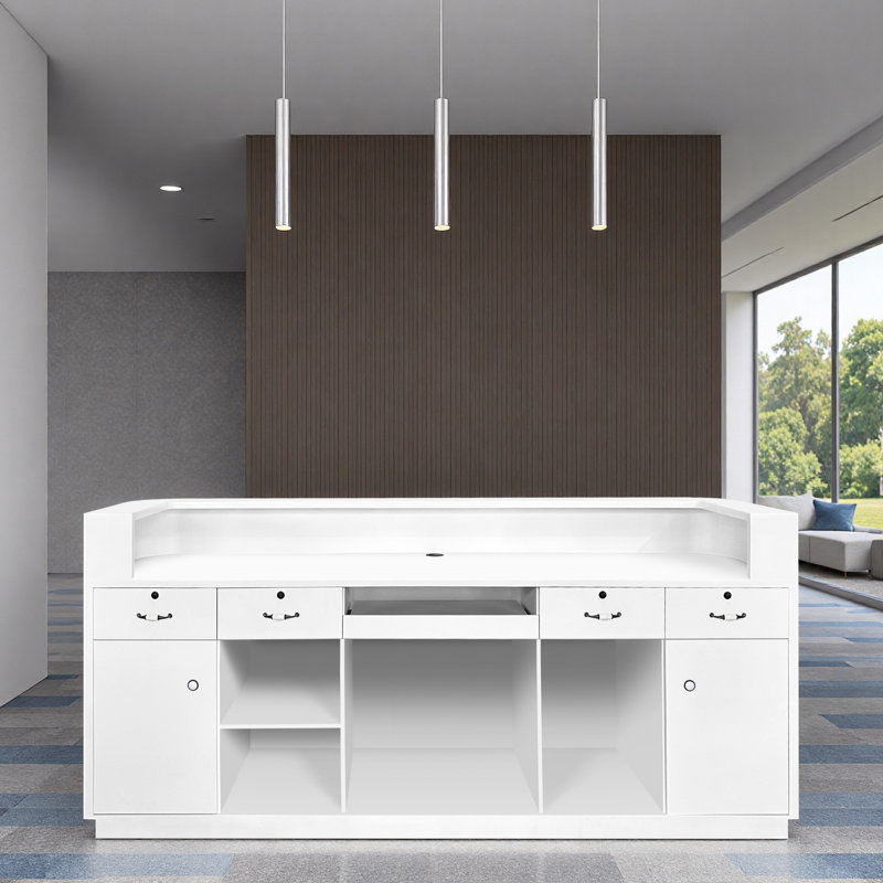 Modern  Maja For Office Front Desk With Locking Drawers And Multi Functional Storage Cabinet, White
