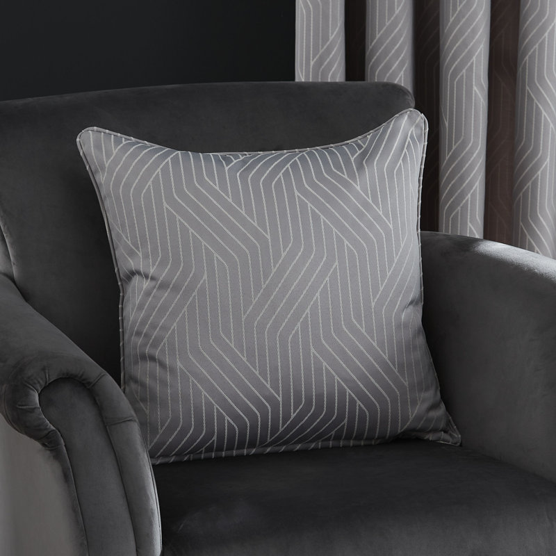 Linear Geo Jacquard 45x45cm Cushion Silver Grey