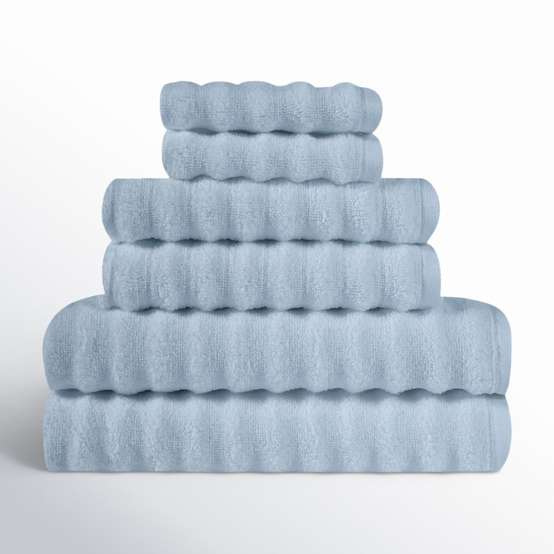 Sergio Zero Twist 6 Piece Towel Set, Light Blue