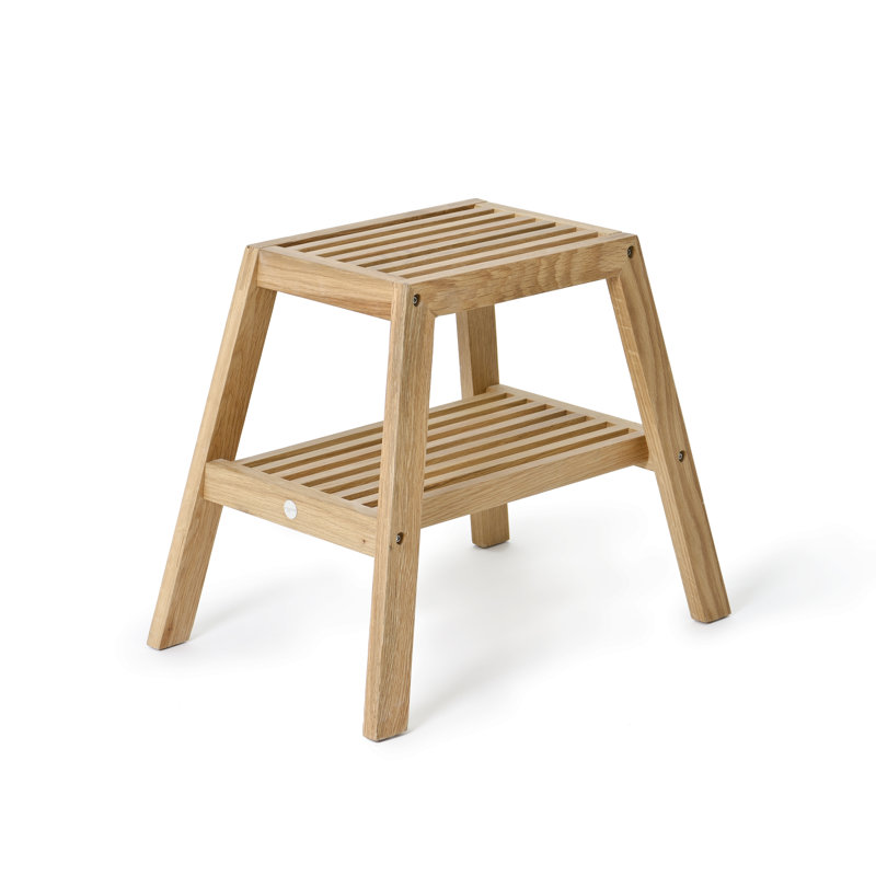 Belinda Solid Wood Accent Stool, Natural Oak