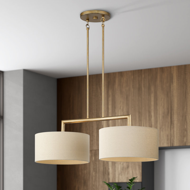 Grand lustre linéaire Hendrix, Doré, Deux lumières, H 20,75 po x l 35 po x P 14 po
