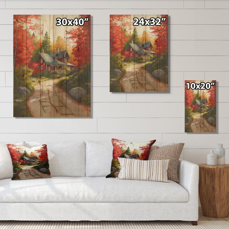 Feuillage d'automne au chalet II - impression, H 40 po x l 30 po x P 1,5 po