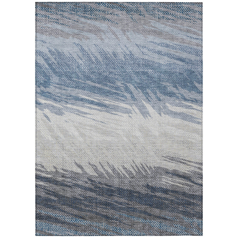 Machine Washable Indoor/Outdoor Huseby ACN2272 Stripes Rug, Rectangle 3' x 5'
