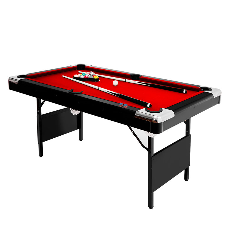Table de billard pliante 6 pi pour adultes - Ensemble de table de billard portable avec boules, queues, craie et brosse, Bleu