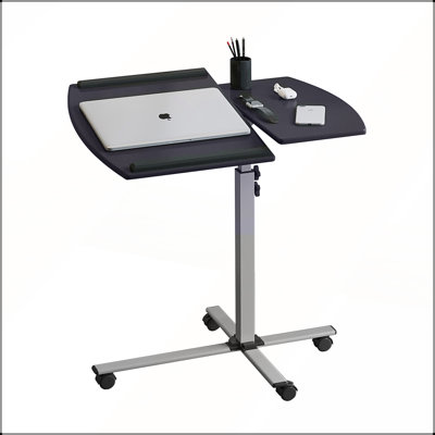 Deluxe Rolling Adjustable Laptop Cart with Ergonomic Tilt and Height Adjustment, Graphite Finish