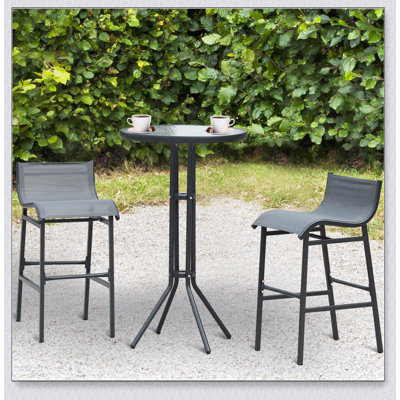 Torpey Outdoor 3 Piece Bar Height Outdoor Bistro Set for 2, Round Patio Pub Table 2 Bar Chairs with Comfortable Design & Strong Build by George Oliver