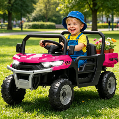 24V Kids Ride On Utv, véhicule de construction électrique avec télécommande, musique, lumières et suspension pour tout-petits