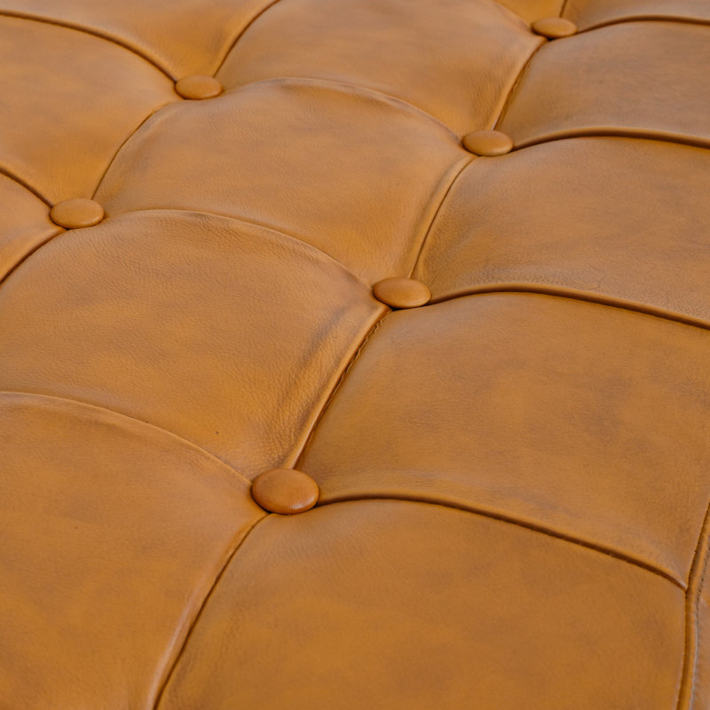 Speece Genuine Leather Upholstered Bench, Tan