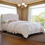 Lit plateforme tapissier en lin - Tête de lit capitonnée Diamond, capacité de 881 lb, sans sommier tapissier, beige-1931705882