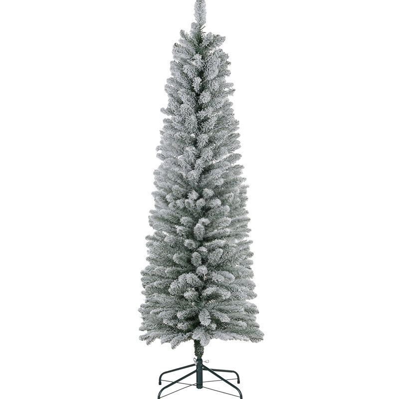 Arbre de Noël 329 branches enneigées, base artificielle 6 pi, base en métal, chaleur artificielle avec neige, pointes, enchanteur