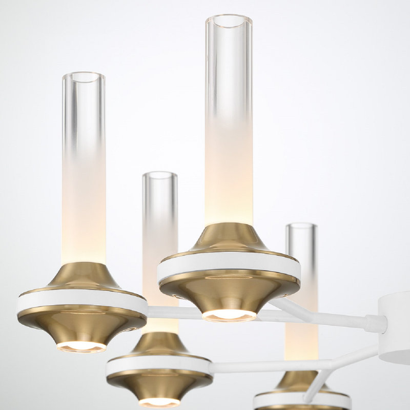 Lustre 12 lumières 24,5 po Torcia, Blanc / Blanc