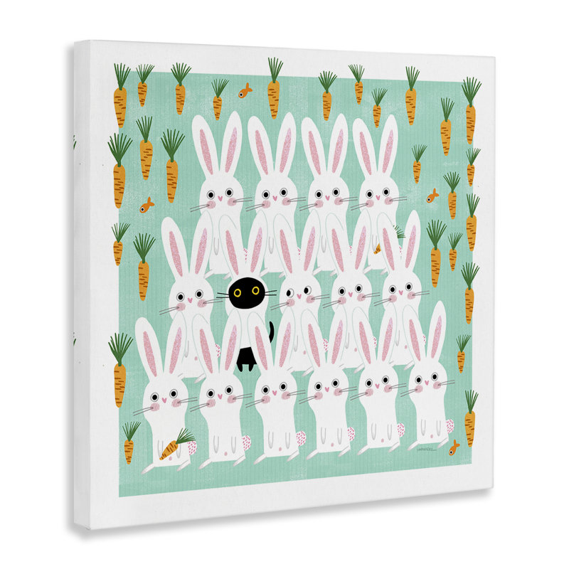 «Cat Mixed with Bunnies», art mural sur toile par Leeza Hernandez, H 17 po x l 17 po