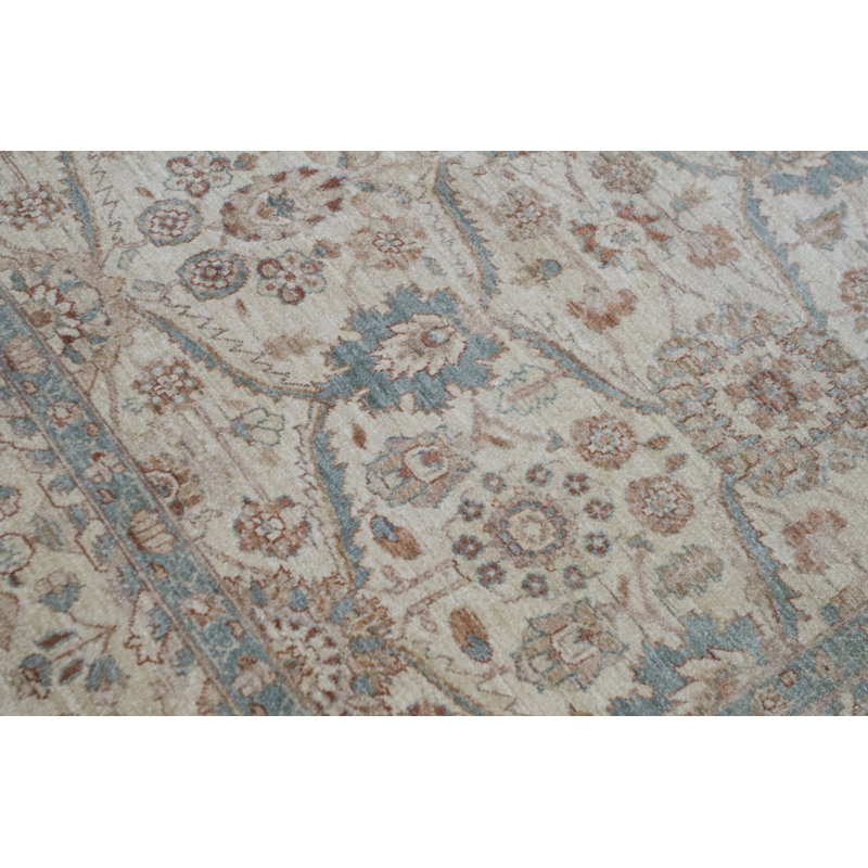 Aryana Hand-Knotted High-Quality Ivory/Teal/Brown Area Rug