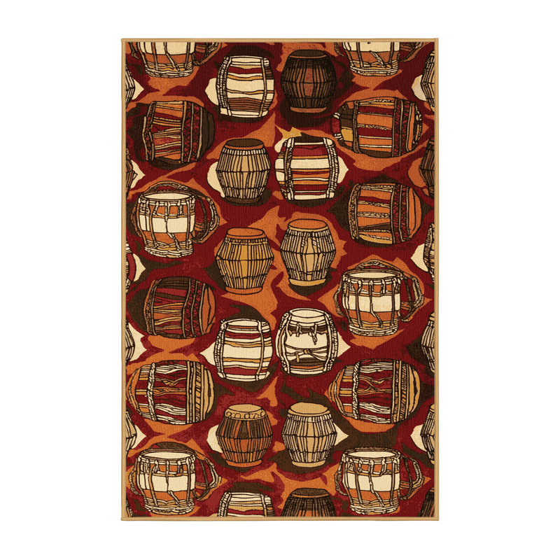  Tapis lavable de musique djembé, Rectangulaire 7 pi x 10 pi