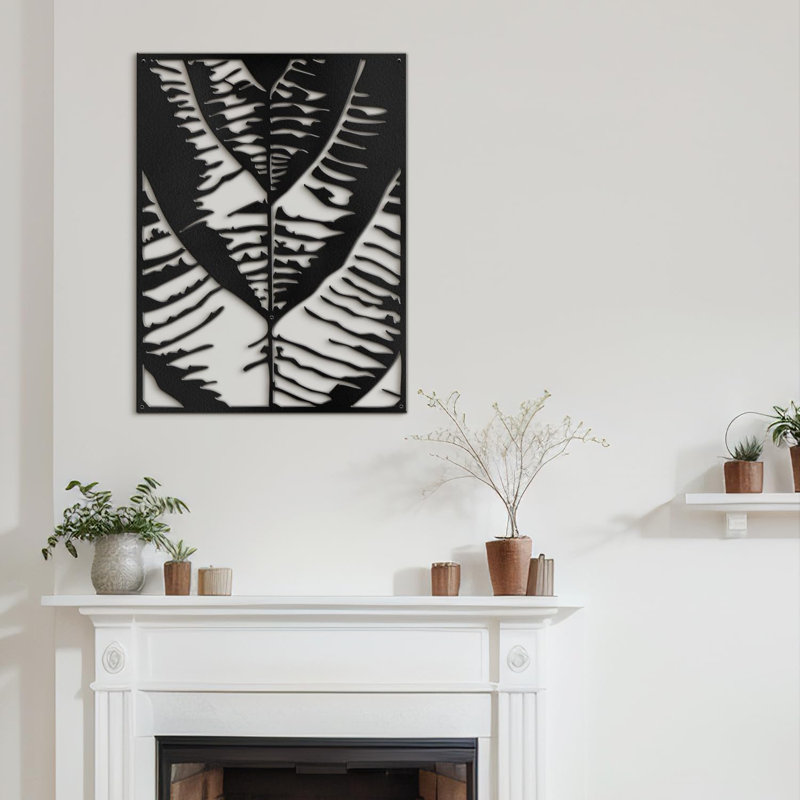 Décoration murale en métal à motif abstrait minimaliste moderne, H 24 po x l 17,78 po x P 0,05 po, Noir
