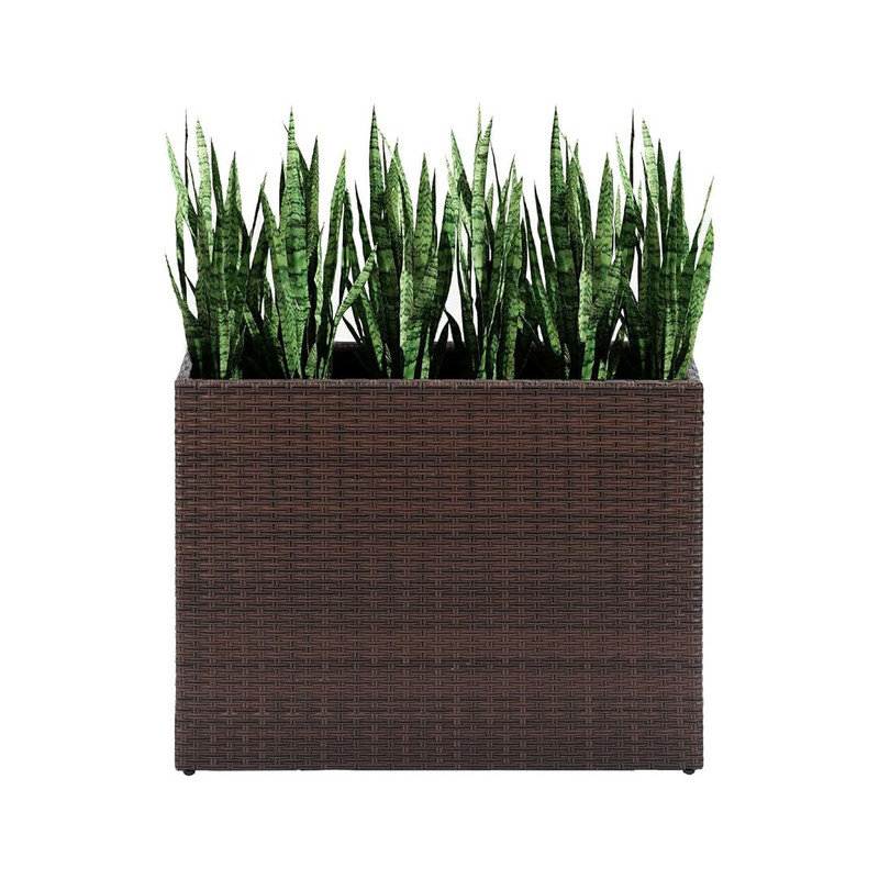 Tall Planters, Handmade Wicker Rectangular Block Planter Box with Removable Liners for Indoor Outdoor - Brown