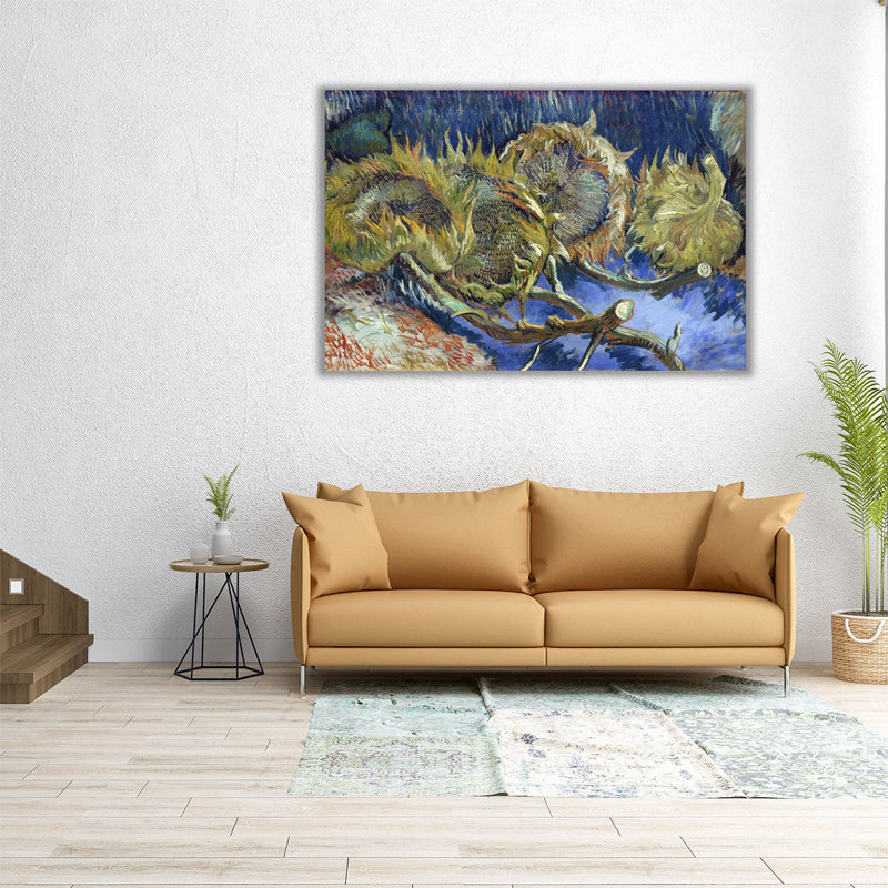 Quatre tournesols flétris, 1887 - reproduction d'art sur toile, H 40 po x l 60 po