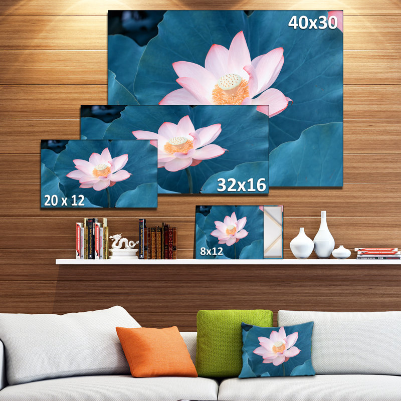 Fleur rose lotus, reproduction de photo sur toile tendue, H 20 po x l 20 po x P 1 po