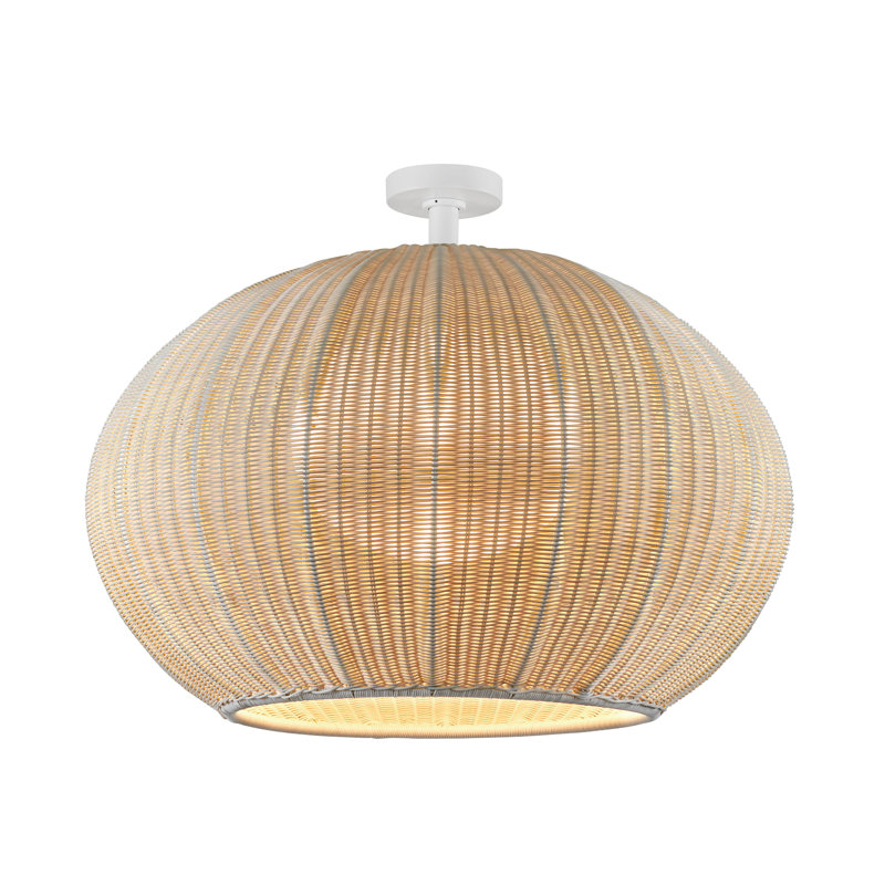Plafonnier semi-encastré d'extérieur 28,35 po Garota, Blanc naturel, Ivoire / blanc
