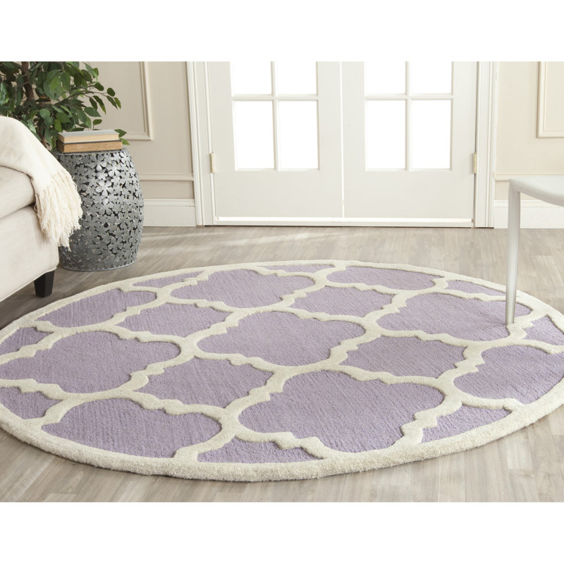 Sanyla Hand Tufted Wool Geometric Rug, Round 6'
