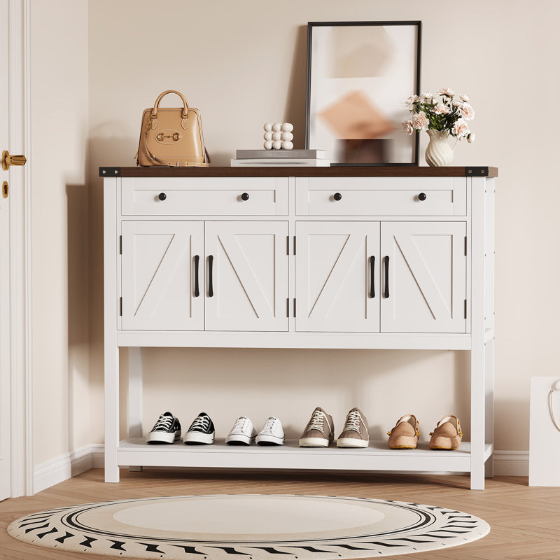 Armoire buffet 47,2 po, armoire-bar Farmhouse, Blanc