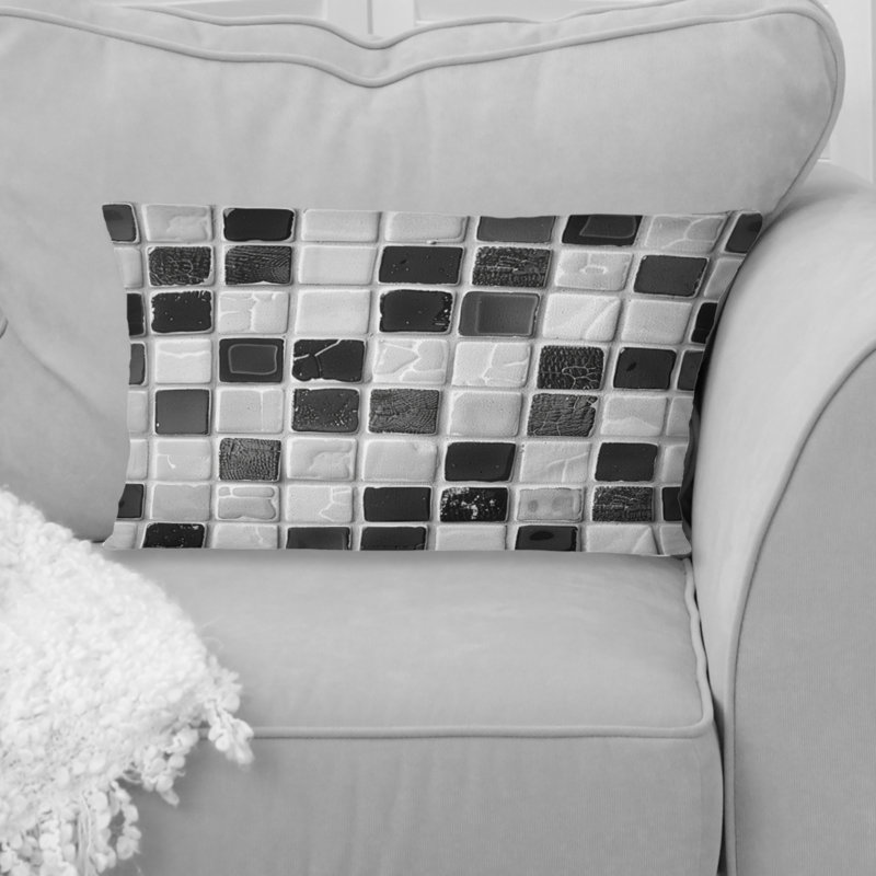 Coussin lombaire noir Mid-Century Mosaic Tiles II - Mid-Century