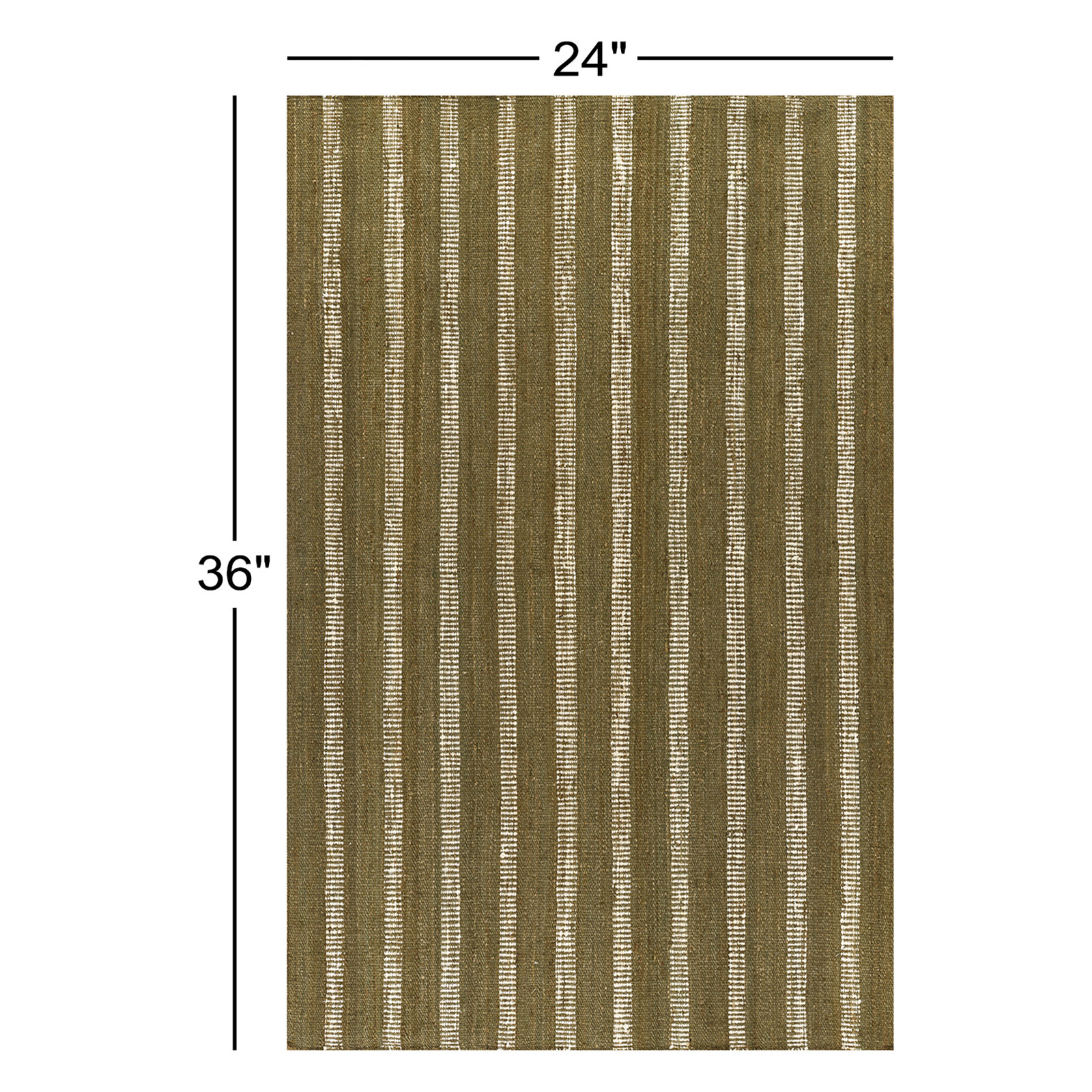 Aadison Green Hand-Woven Striped Jute Rug, Rectangle 2' x 3'