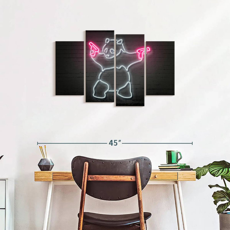 Brampt Panda Pink Guns, 22" H x 36" W