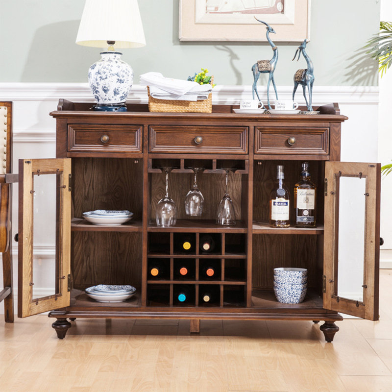 American Style Ash Wood Multi-Functional Bar Cabinet