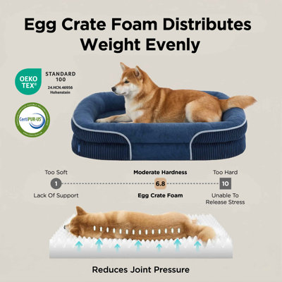 Bedsure Orthopedic Dog Bed for Medium Dogs, Oval Bolster Pet Sofa with Waterproof and Washable Soft Fleece Cover