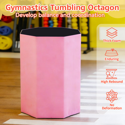 Octagon Gymnastics Mat, Tumbling & Backbend Training Exercise Mat With High-Density Sponge For Gym And Home Fitness-Blue