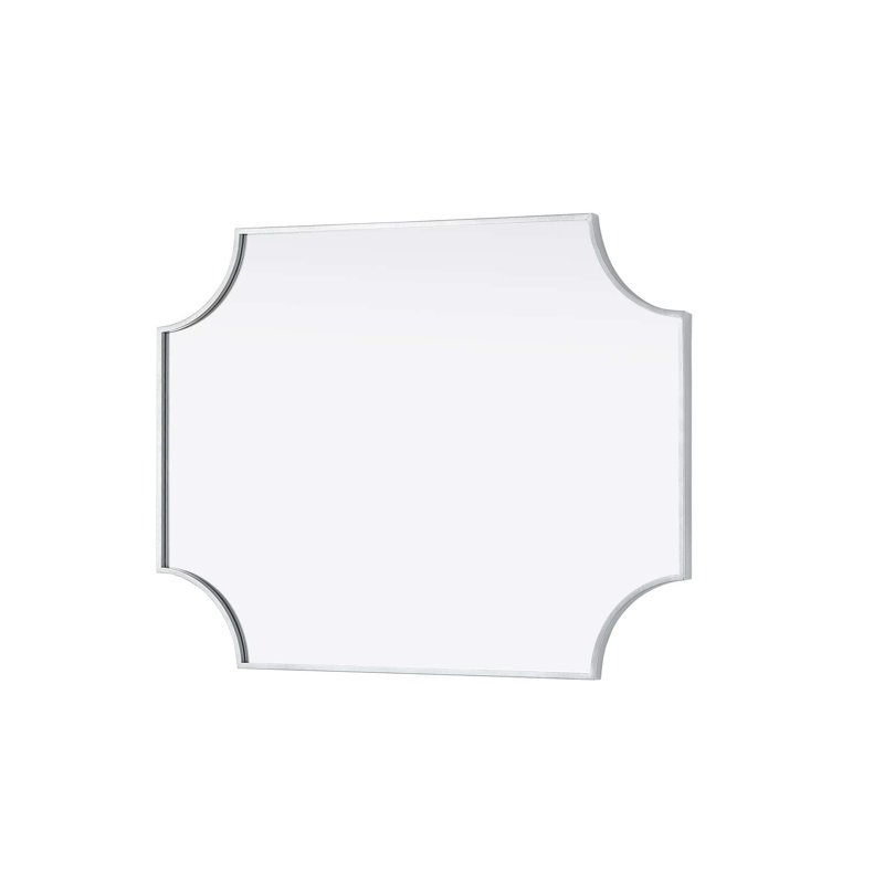 Notched Metal Mirror 27x36 inch in Silver, Silver, 36" x 27"
