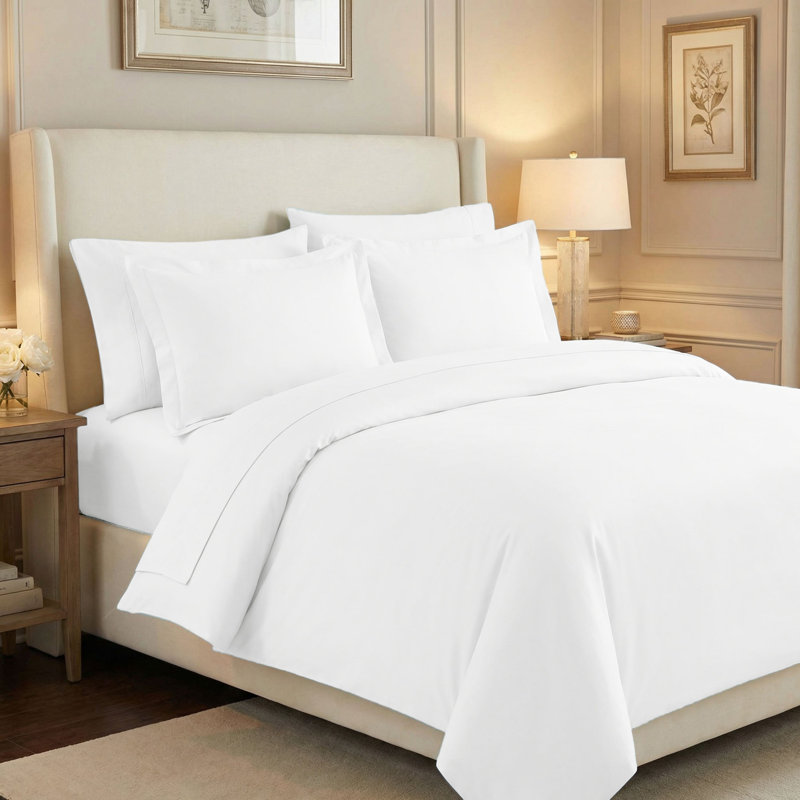 Edmont 530 Thread Count Certified Egyptian Cotton Blend Solid Duvet Cover Set with Pillow Shams, King / California King