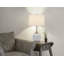 Ensemble de 2 lampes de table Myra, base en verre cannelé, abat-jour en tissu blanc