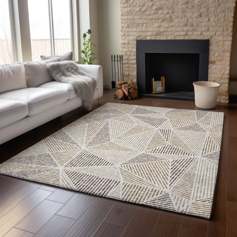 Premium Machine Washable Cerrito Brown Rug, Rectangle 3' x 5'