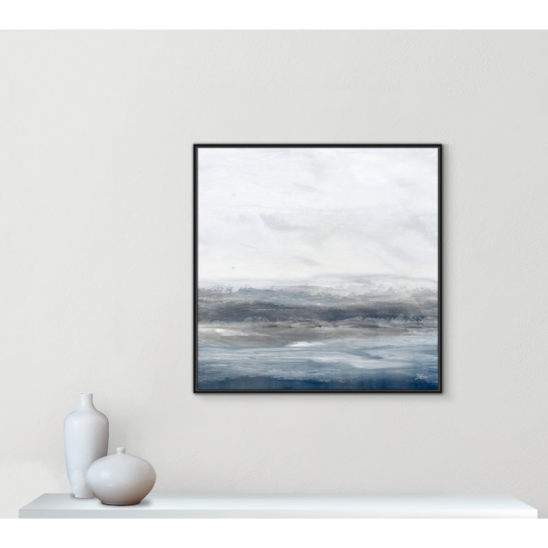 Océan - version carrée par Denise Brown, Pas de tapis, Cadre flottant noir, H 41,5 po x l 41,5 po x P 2 po