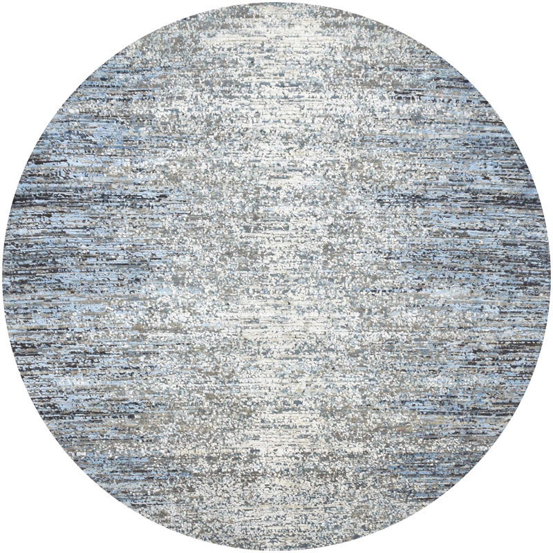 Hand Knotted Abstract Area Rug in Blue/Gray