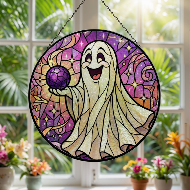 Vitrail en verre coloré 12 "H Ghost