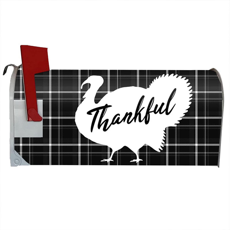 Couvercle de boîte aux lettres magnétique Thanksgiving Home, H 5 po x l 20 po, Noir et blanc