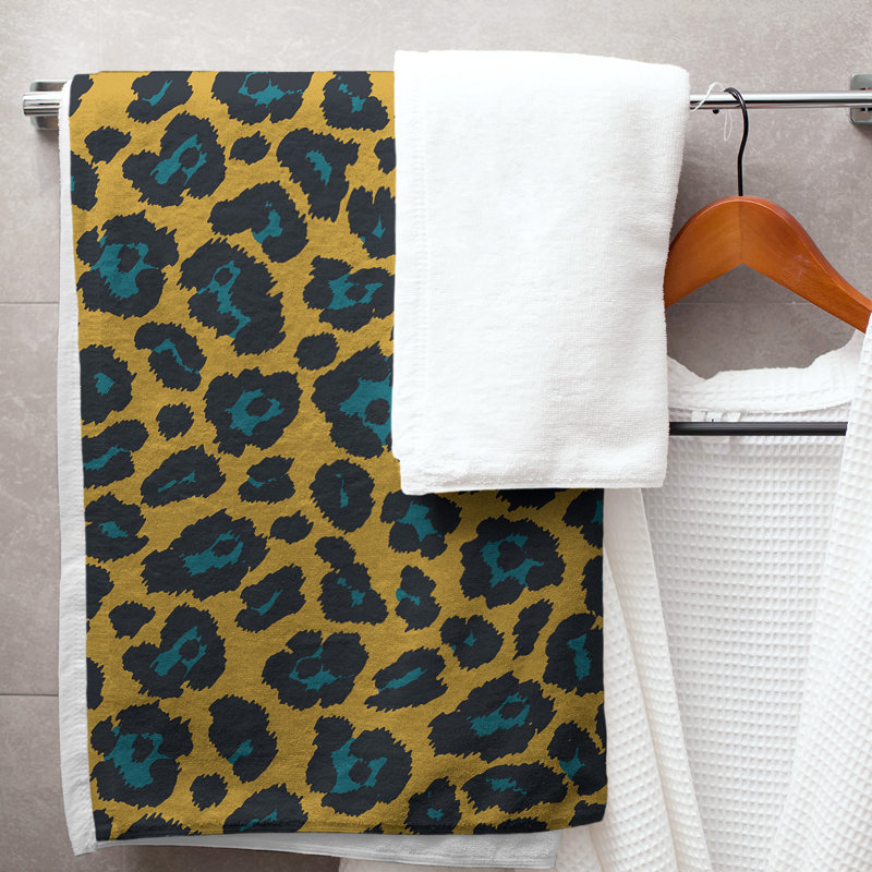 Lucida Bath Towel, Polyester/Cotton Blend, Gold/Teal/Black