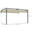 3 X 4m Wall-mounted Steel Pergola With Retractable Canopy, Powder Coated Frame, Drainage Grommet Holes, Complete Mounting Accessories, Outdoor Garden Patio Shelter, Khaki