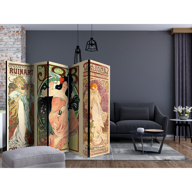 225cm W x 172cm H 5 - Panel Acoustic Room Divider Folding Room Divider