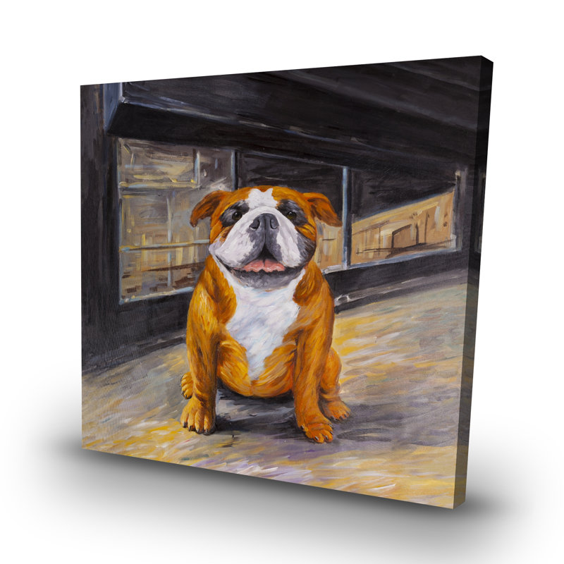 Smiling bulldog - 32"x32" art on canvas