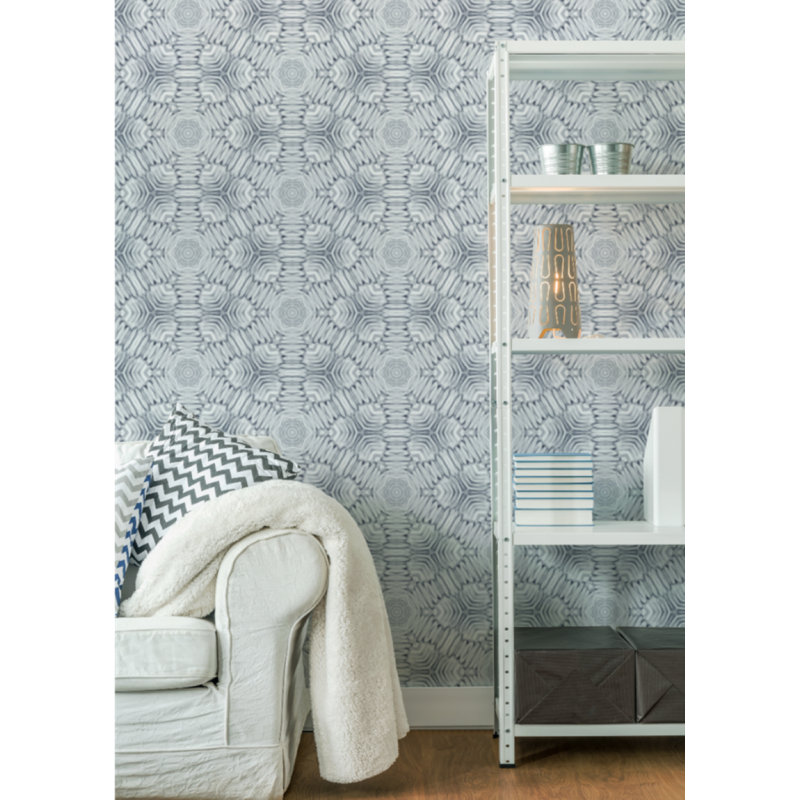 Abra Snow Blossom 10' L x 24" W Wallpaper Roll, Faux Grasscloth, Non-pasted