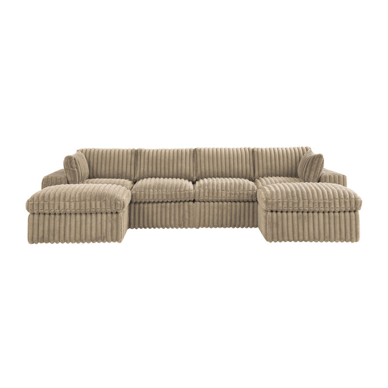 Canapé modulaire 134 pièces 6 pièces en velours côtelé 134 po, Velours côtelé beige