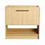 Meuble-lavabo de salle de bain avec lavabo vasque, lavabo intégré mural flottant rectangulaire en acrylique blanc sans robinet, tablette rayée, grain de bois naturel-112367350-112367349