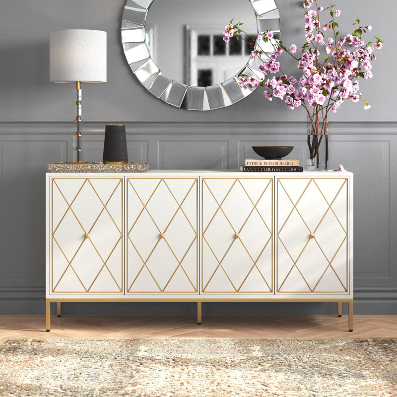 Buffet 2 tiroirs 61,25 po Earleville, Crème