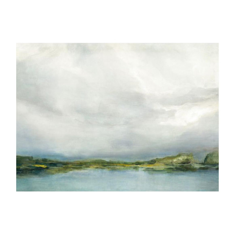 «Sea Breezes I» par D'Alessandro Léon - peinture sur toile tendue, Gel coupé au couteau, H 47 po x l 64 po x P 1,5 po
